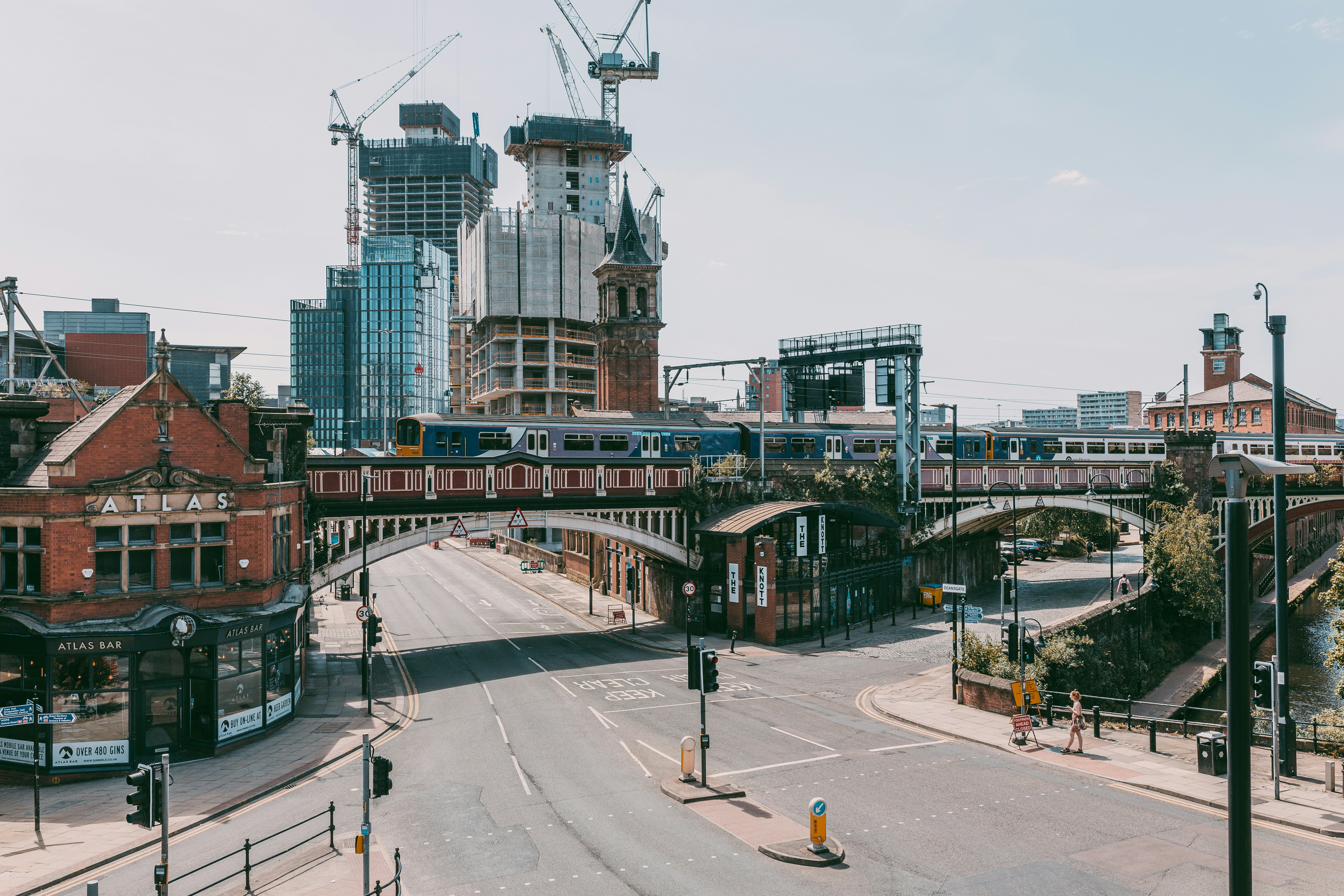 picture of bridge and office buildings in Deansgate Manchester